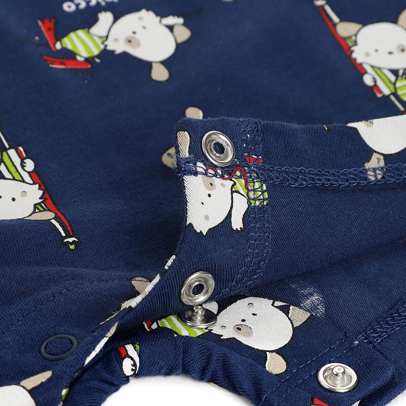Boys White & Blue Printed Short Sleeve Rompers image number 3